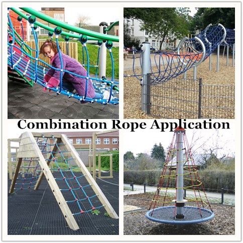 16mm 6 helai PET atau PP kombinasi taman bermain luar ruangan tali untuk memanjat jaring 13
