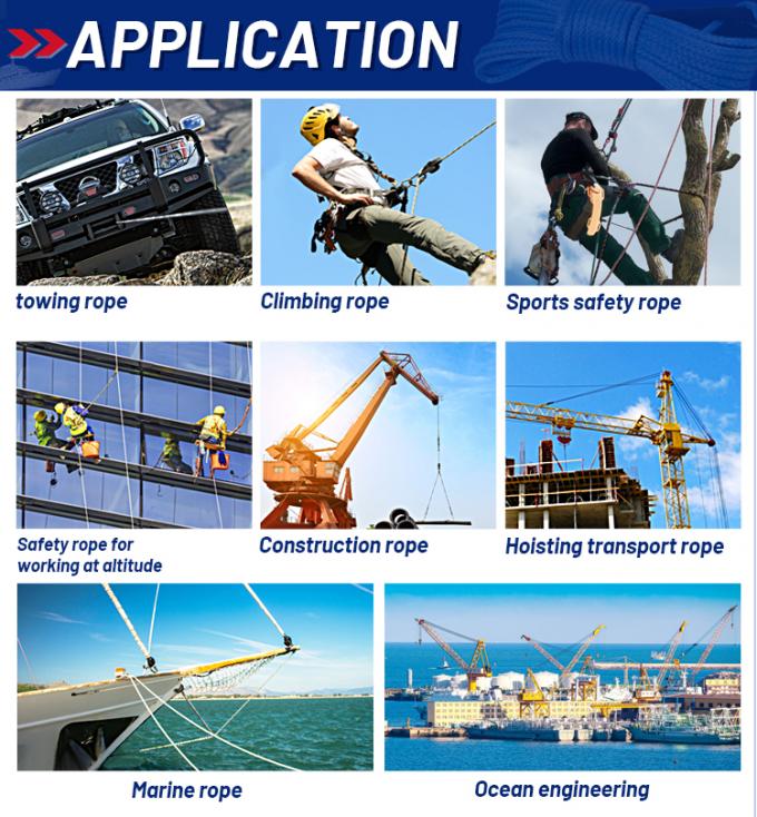 ABS Disetujui 12 Untaian UHMWPE Tali Dengan Cover Polyester Berliku Ganda 32mmx500m 9