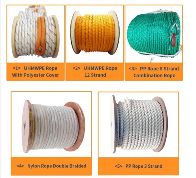 100% Kekuatan Tinggi Resistensi UV 40mm 8 12 Strand Dacron Polyester Multifilament Marine Mooring Rope 6