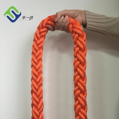 Warna Orange 8 Strand Polyester Rope 64mm Mooring Tow Line Untuk Kapal
