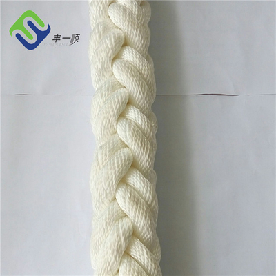 White 8 Strand Nylon Mooring Rope 36mm kekuatan tinggi Untuk Kelautan