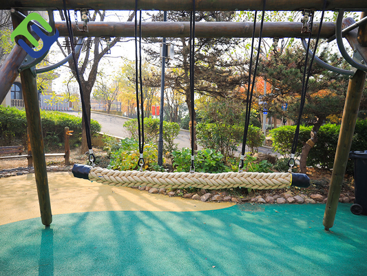 120mm Dia Net Playground Rope Bridge Warna Alami 12 Strands Jalinan Polyester