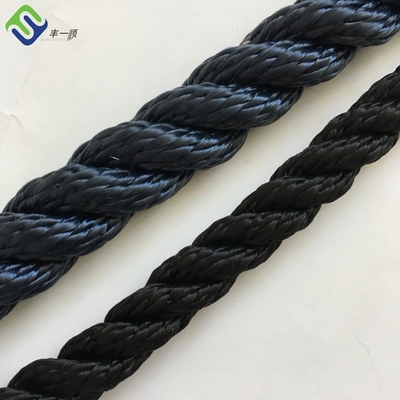 Warna Hitam 3 Strand Nylon PA 6 Twisted Tali Untuk Marinir Mooring Boat Kapal Pengangkut