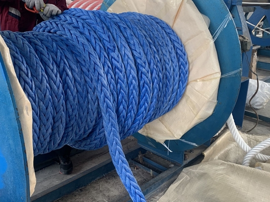 12 Strand Single Braided 32mm Marine UHMWPE Fiber Rope Untuk Kapal Mooring