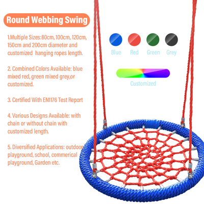 Abu-abu Hijau Campuran Warna 100cm diameter 12cm cincin Taman bermain Jaring Swing Dengan Kapasitas Pemuatan Tinggi