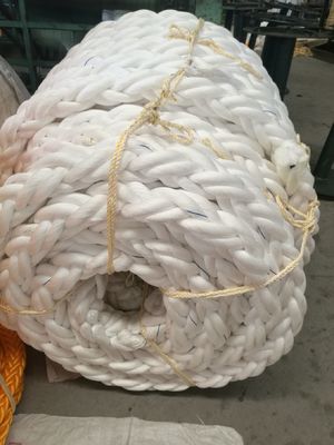 Warna Putih8 Untaian 64mm/72mm Polypropylene PP Marine Mooring Rope Dengan Beban Patah Tinggi