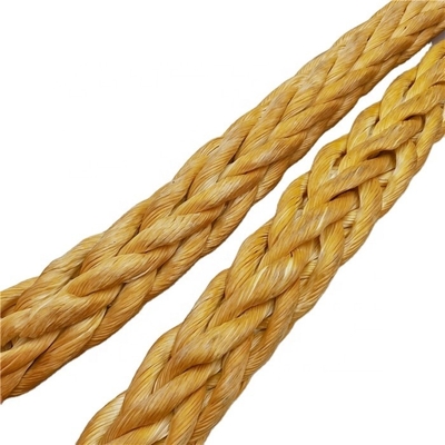 Kekuatan tinggi 12-strand dipintal UHMWPE Synthetic Fiber Wire Rope Diameter 48mm Untuk kapal laut Menarik Mooring Steel Hinge Bag