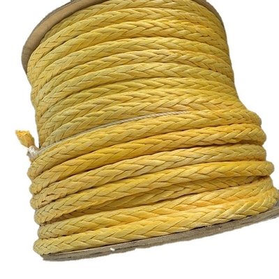 Kekuatan tinggi 12-strand dipintal UHMWPE Synthetic Fiber Wire Rope Diameter 48mm Untuk kapal laut Menarik Mooring Steel Hinge Bag