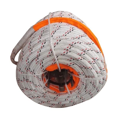 Polyester double braided ditutupi 12 untaian UHMWPE tali 32mmx220m Untuk Teknik Kelautan