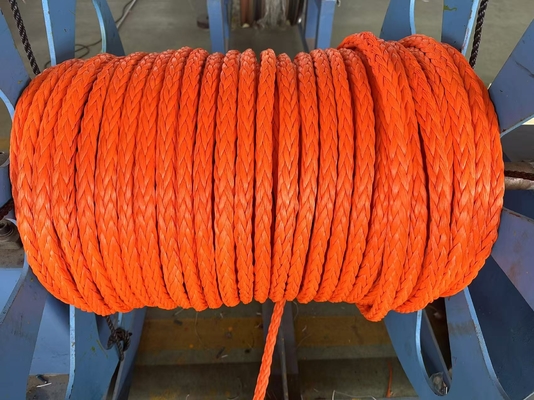 100% Uhmwpe tali 12mm 12 untaian dipintal kekuatan tinggi Druable Cord Winch Tarik tali