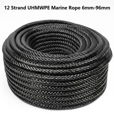 Tali Laut UHMWPE 12 Strand 6mm-96mm Penarikan Kekuatan Tinggi