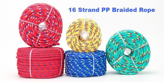 UV Resistance 6mm/8mm 16 Strand PP Braided Rope with Customized Color for Marine & General Use