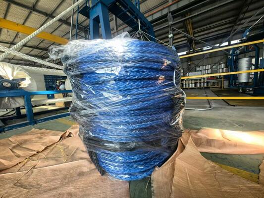 Warna Biru UV Resistance UHMWPE 12 Strand Marine Mooring Rope 22mmx220m Dengan Sertifikat DNV