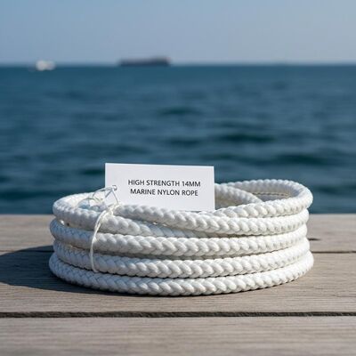 Tahan Tinggi 14mm Diameter Marine Grade 3 Strand Nylon Rope untuk Kapal dan Dock Lines