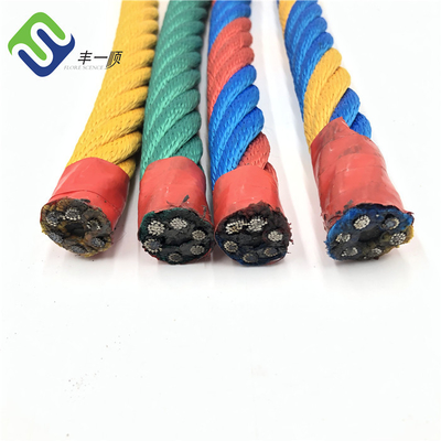 16mm UV Stabilized Reinforced Combination Rope Bahan Polyester Untuk Taman Bermain