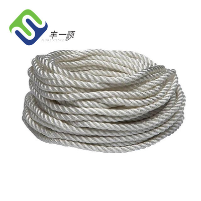 Nylon Fiber 3 Strand Nylon Rope Putih Tarik Tinggi Memutar 20mm