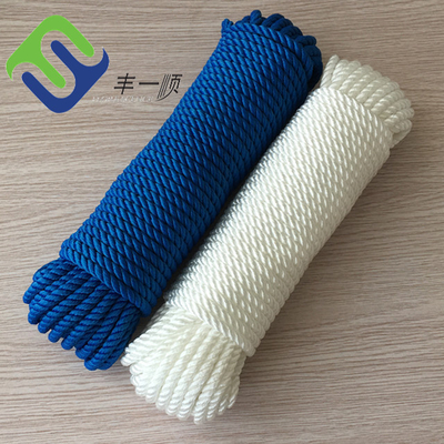 White Twisted 3 Strand Nylon Rope Tahan UV Kekuatan Tinggi