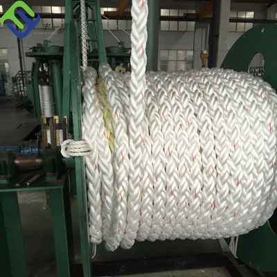Ketahanan Abrasi 8 Strand Polyester Mooring Rope Warna Putih Untuk Kapal