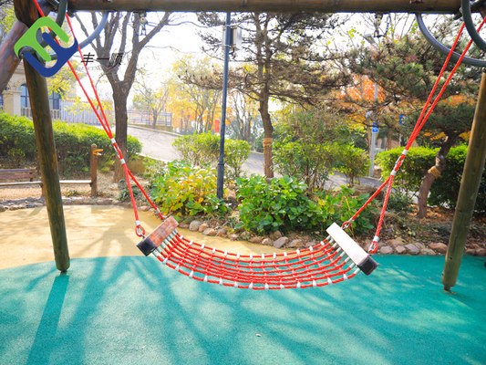 4 Strand Polyester Combination Rope Hammock 2*1.2m Untuk Taman Bermain Luar Ruangan Anak-Anak