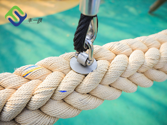 120mm Dia Net Playground Rope Bridge Warna Alami 12 Strands Jalinan Polyester