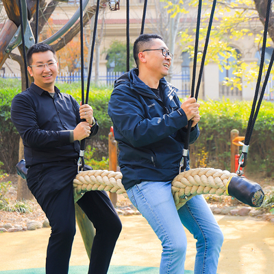 Taman Hiburan Outdoor Polyester Braided Swing Bridge Untuk Anak-Anak