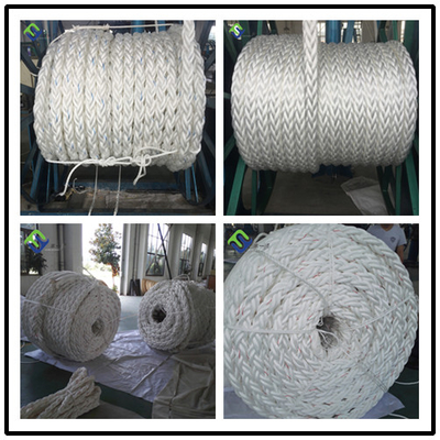 Warna Putih 104mmx220m Polypropylene Boat Mooring Marine Rope 8 Strand dengan mata spliced