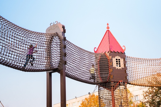 Playground Kids Outdoor Rope Netting Tunnel Dengan Ukuran Khusus
