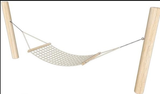 1.8x0.8m Playground Rope Hammock Swing Ditegakkan Dengan Kayu Yang Kuat