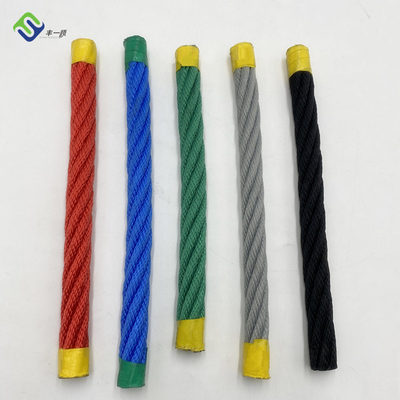 Kawat Baja Fiber Core Polyester Combination Rope Tahan UV 16mm 6 * 7 Untuk Taman Bermain